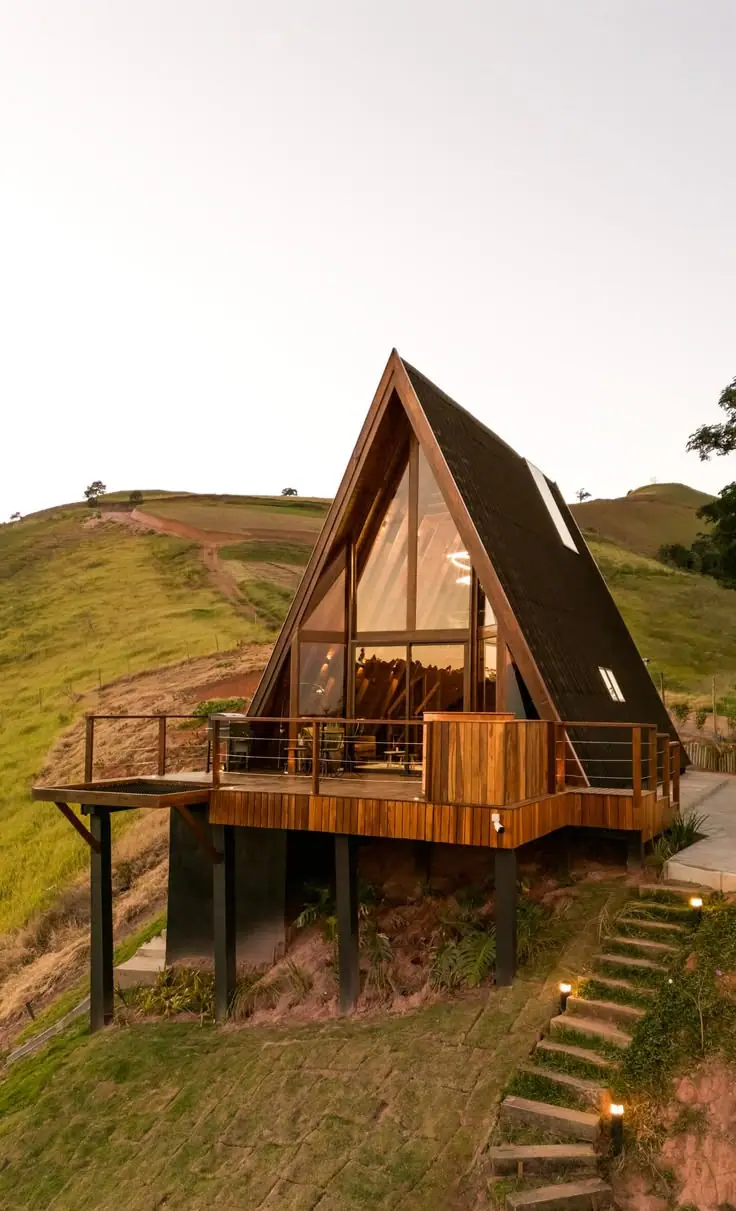 Cabana finalizada em meio à natureza