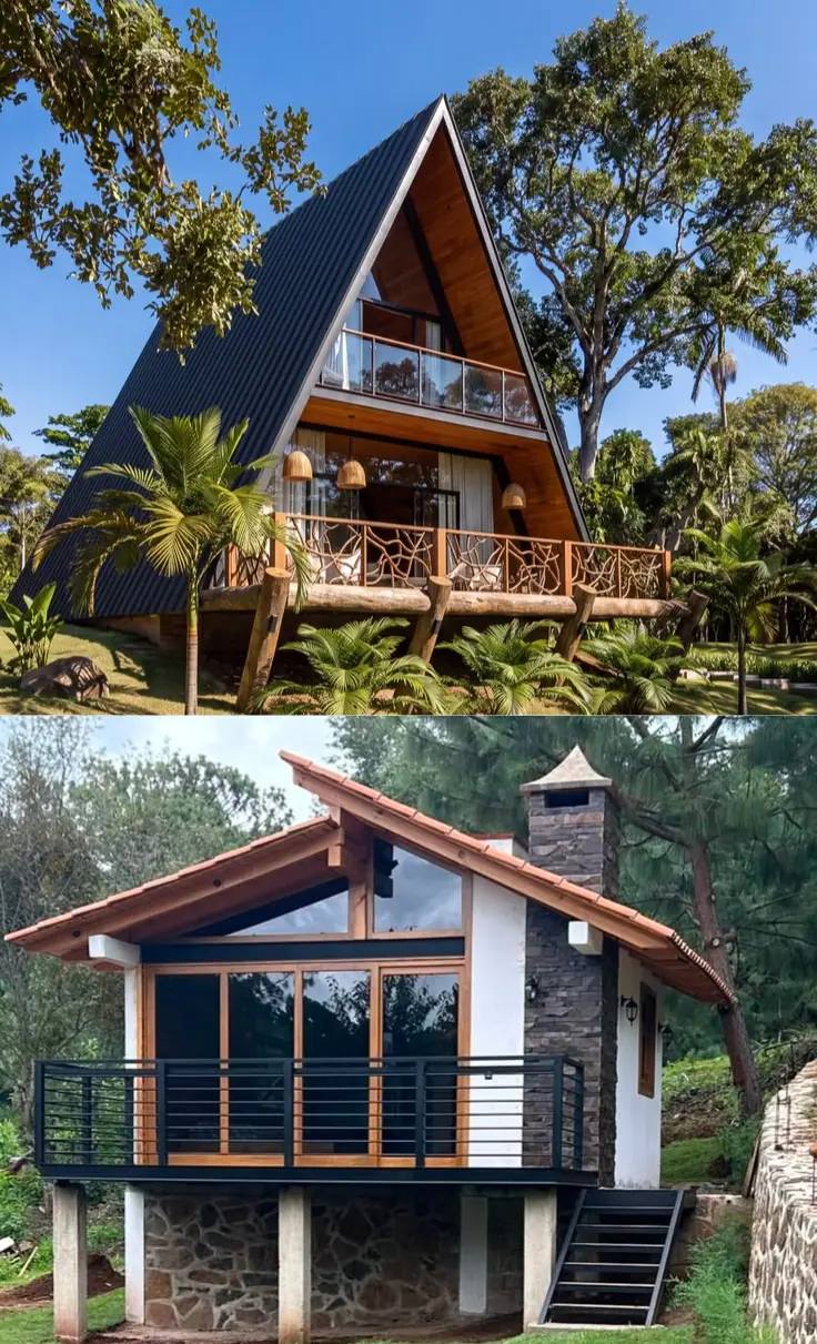 Cabana construída integrada ao terreno